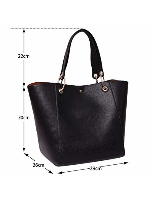 Pahajim Womens Large Leather Bucket Tote Bags Tote Purses Top Handle Satchel Handbags for Women