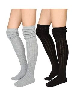 STYLEGAGA Winter Slouch Top Over The Knee High Knit Boot Socks