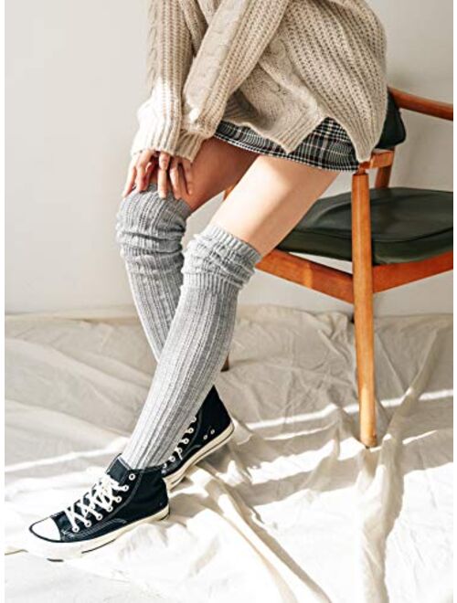 STYLEGAGA Winter Slouch Top Over The Knee High Knit Boot Socks