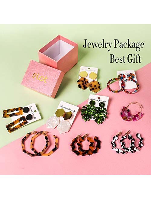 9 Pairs Acrylic-Resin-Hoop-Earrings-Set for Women Statement Leopard Earrings Stud Mottled Drop Dangle Earring Bohemian Jewelry for Girls