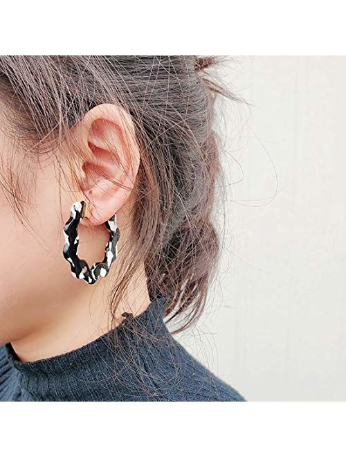 9 Pairs Acrylic-Resin-Hoop-Earrings-Set for Women Statement Leopard Earrings Stud Mottled Drop Dangle Earring Bohemian Jewelry for Girls