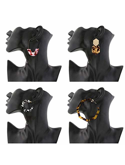 9 Pairs Acrylic-Resin-Hoop-Earrings-Set for Women Statement Leopard Earrings Stud Mottled Drop Dangle Earring Bohemian Jewelry for Girls