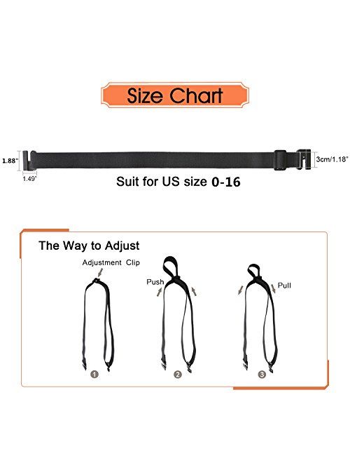 2 Pack Invisible Women Stretch Belt No Show Elastic Web Strap Belt with Flat Buckle for Jeans Pants Dresses