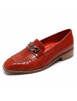 Mona flying Women's Leather Penny Loafer Casual Flat Shoes for Women Ladies Girls