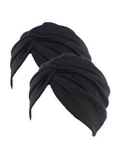 Ganves Women's Sleep Soft Turban Pre Tied Cotton India Chemo Cap Beanie Turban Headwear