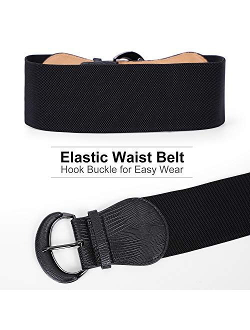 JASGOOD Women Stretchy Wide Waist Belt for Dress Ladies Elastic Belt Hook Buckle