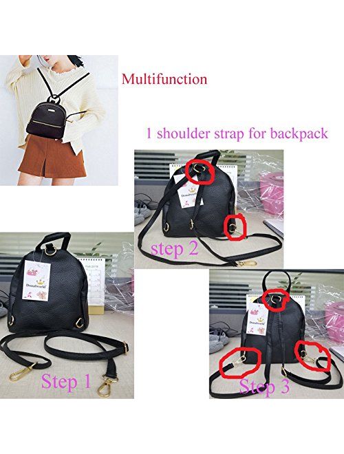 Donalworld Women Floral School Bag Travel Cute PU Leather Mini Backpack