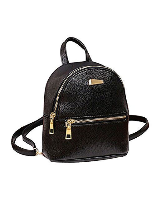 Donalworld Women Floral School Bag Travel Cute PU Leather Mini Backpack