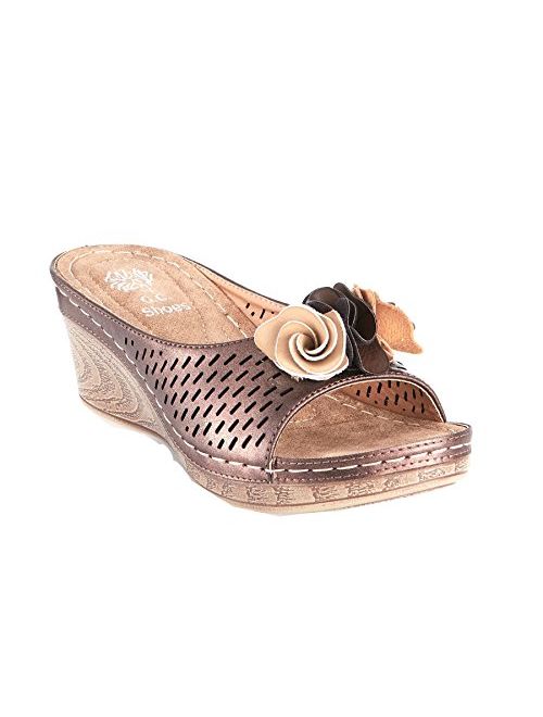 Gc Shoes Women's Sydney Rosette Slide Wedge Sandals