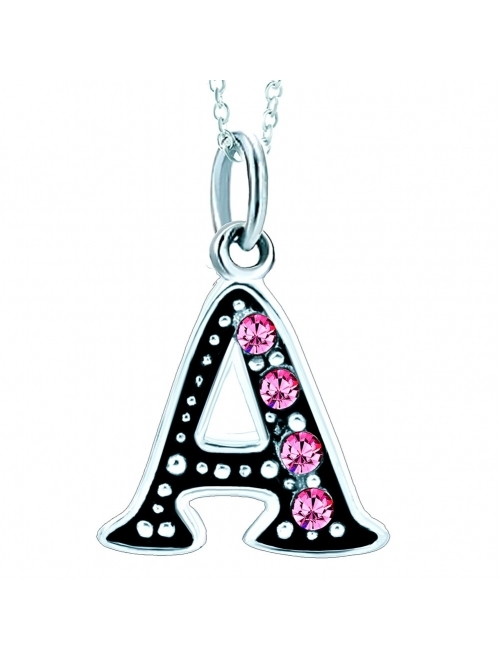 LovelyJewelry Pink Letter A-Z Alphabet Initial Charms Bead Necklace Pendant