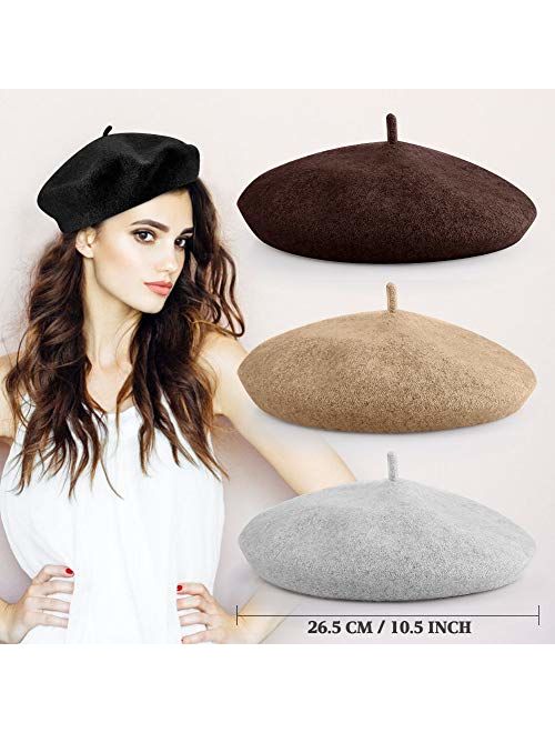 QUACOWW 4 Pieces Beret Hat French Style Beanie Hats Fashion Ladies Beret Caps Outdoor Hat