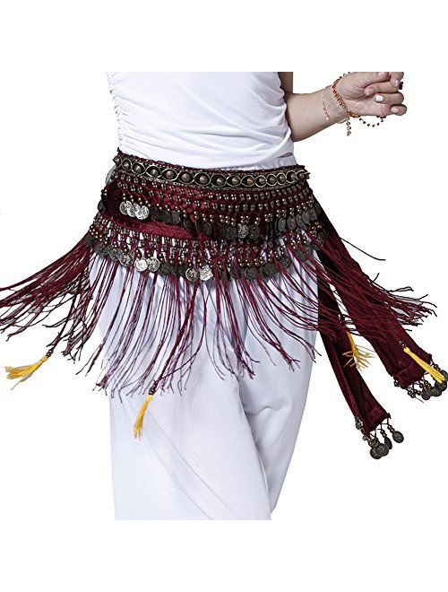 Pilot-trade Belly Dance Tribe Style Belt Tassel Hip Scarfs Velvet Waist
