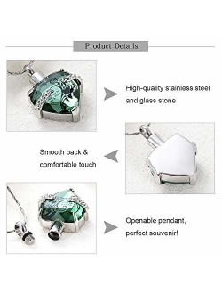 constantlife Crystal Heart Shape Cremation Jewelry Memorial Urn Necklace for Ashes, Stainless Steel Ash Holder Pendant Keepsake with Gift Box Charms Accessories for Women