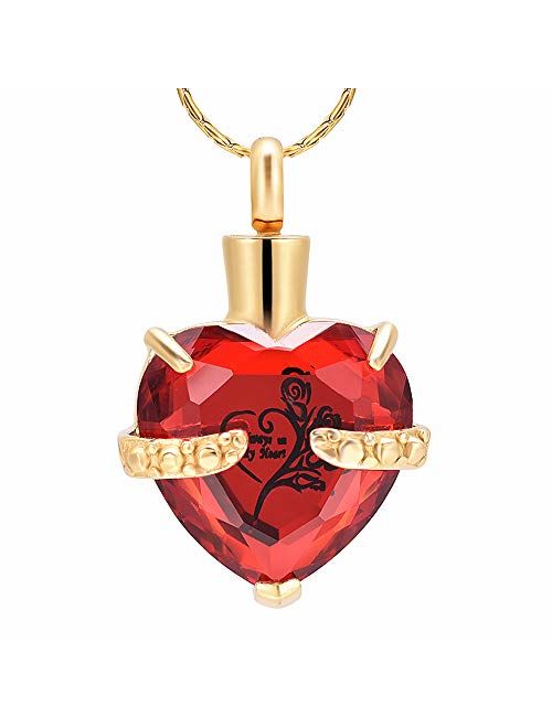 constantlife Crystal Heart Shape Cremation Jewelry Memorial Urn Necklace for Ashes Stainless Steel Ash Holder Pendant Keepsake with Gift Box Charms Accessories for Women