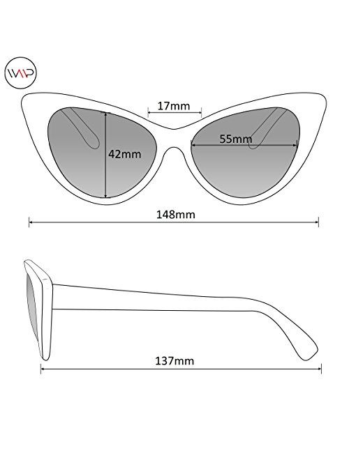 Vintage Inspired Fashion Mod Chic High Pointed Cat Eye Sunglasses for Women