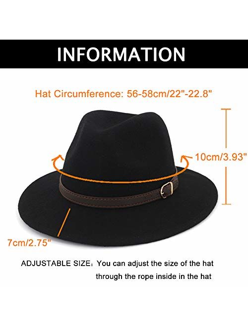 Lisianthus Women's 100% Wool Fedora Panama Hat Wide Brim with Belt