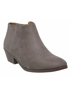 MVE Shoes Women's Ankle Booties - Soda Perforated Cut Out Stacked Block Heel - Comfy Booties for All Season
