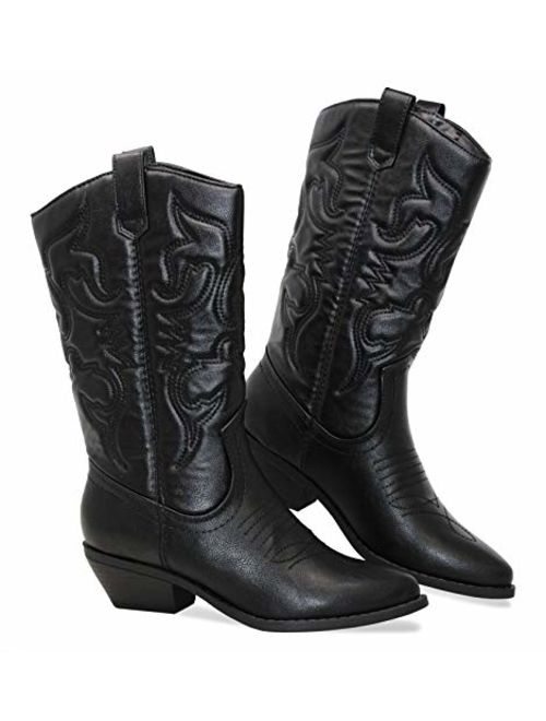 MVE Shoes Womens Stylish Pierre Dumas Pointed Toe Mid Calf Boot