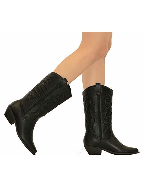 MVE Shoes Womens Stylish Pierre Dumas Pointed Toe Mid Calf Boot