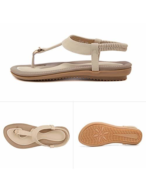 ZOEREA Ladies Sandals Peep Toe T-Strap Bohemia Women Sandals Flats Flip Flops Beach Holiday