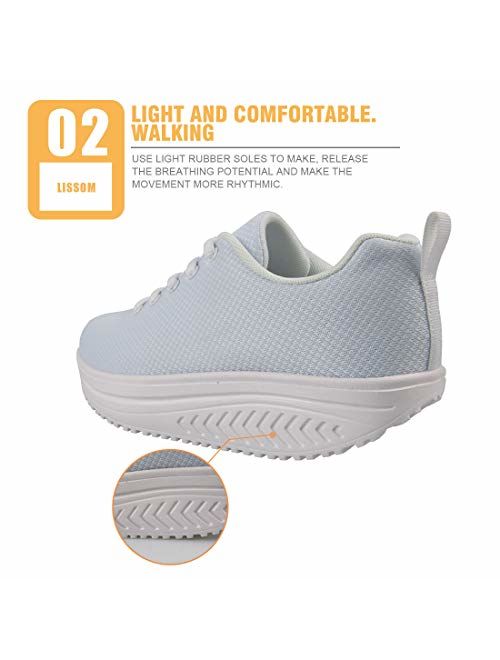 Bigcardesigns Fashion Fitness Walking Sneaker Casual Women Wedge Platform Shoes
