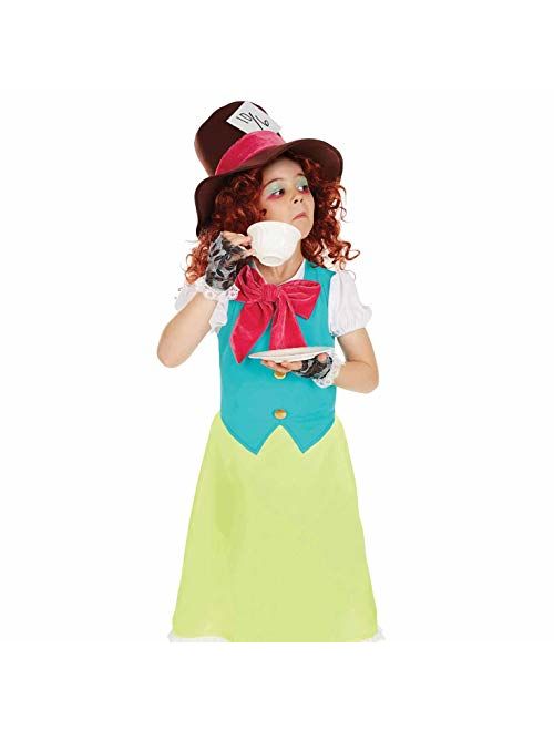 Kids Miss Hatter Costume Childrens Fairytale Tea Party Dress Outfit