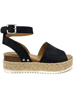 Topic Topshoe Avenue Women's Open Toe Ankle Strap Espadrille Sandal