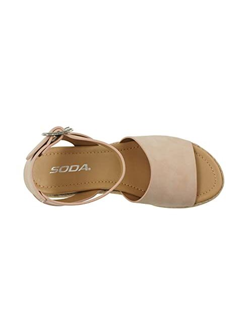 SODA Topic Topshoe Avenue Women's Open Toe Ankle Strap Espadrille Sandal