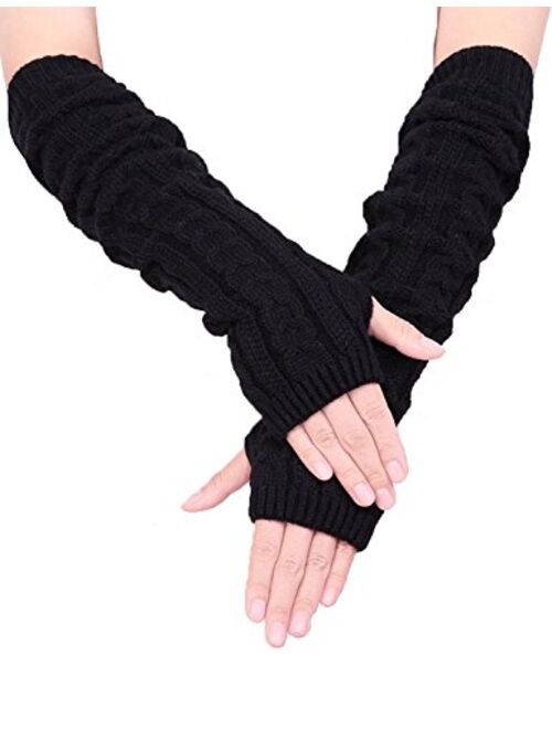 Colorful House Fingerless Thumb Hole Long Gloves Mittens Winter Arm Warmer
