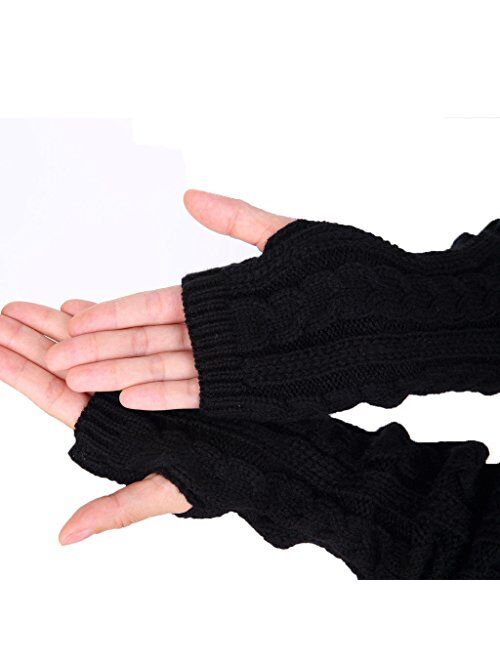 Colorful House Fingerless Thumb Hole Long Gloves Mittens Winter Arm Warmer