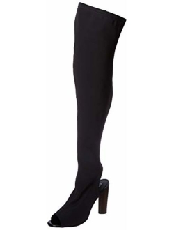 Connie-1 Womens Lycra Over The Knee Thigh High Peep Toe Boots