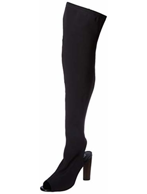 Cape Robbin Connie-1 Womens Lycra Over The Knee Thigh High Peep Toe Boots