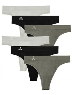 Balanced Tech Women's 6-Pack Quick Dry Breathable Seamless Thong Panties Underwear