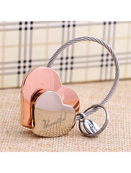 MILESI Heart to Heart Metal Keychain of Love for Women Sweet couples Gift