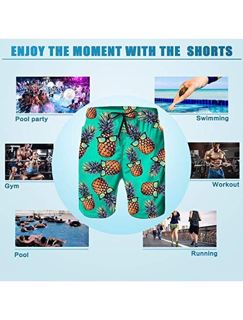 TUONROAD Mens 3D Printed Funny Swim Trunks Quick Dry Beachwear Sports Running Swim Board Shorts Mesh Lining
