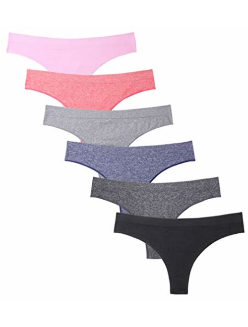 Buy imakokoni 6 Pack Women's Nylon Spandex Thong Underwear online ...