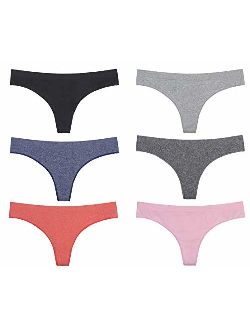 Buy imakokoni 6 Pack Women's Nylon Spandex Thong Underwear online ...