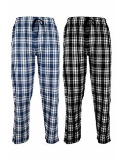 Men's 100% Cotton Super Soft Flannel Plaid Pajama Pants- 2 Pack