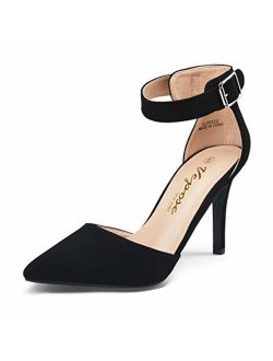VEPOSE Women's Pumps High Heels Dress Shoes Comfortable Business Casual Ankle Strap Wedding Shoes