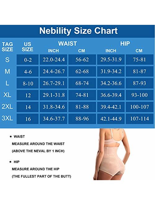 Nebility Women Butt Lifter Shapewear Hi-Waist Double Tummy Control Panty Waist Trainer Body Shaper
