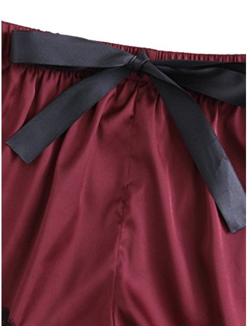 SweatyRocks Women's Lace Trim Underwear Lingerie Straps Bralette and Panty Set