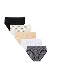 Amazon Brand - Mae Women's Seamless High Cut Brief Panty, 5 pack
