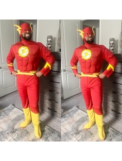 Men's Dc Heroes and Villains Collection Deluxe Muscle Chest Flash Costume