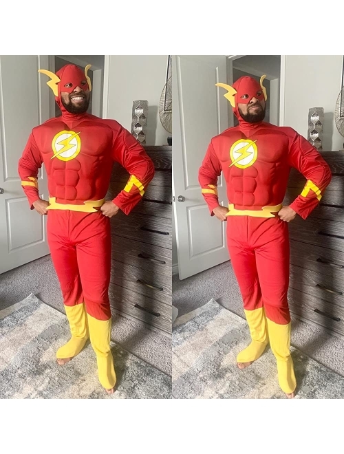 Rubie's Men's Dc Heroes and Villains Collection Deluxe Muscle Chest Flash Costume