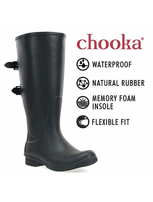 Chooka Women's Wide Calf Memory Foam Rain Boot