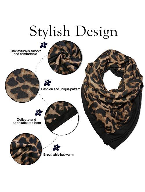 SOJOS Fashion Leopard Pattern Lightweight Chiffon Silk Women Scarf SC321