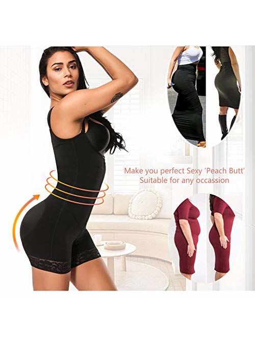 FeelinGirl Womens Open Bust Tummy Control Shapewear Thong High Waist Ladies Bodysuits