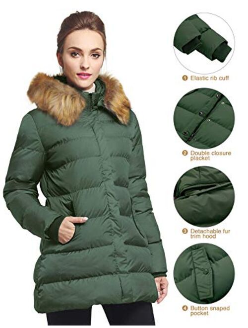 WenVen Women's Winter Thicken Puffer Coat with Fur Trim Removable Hood