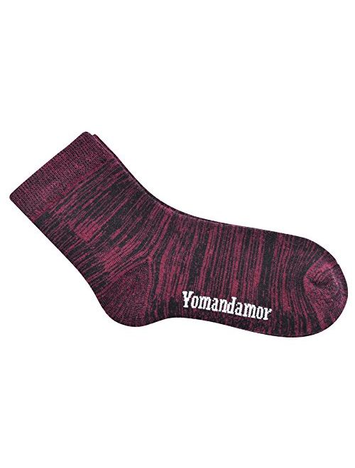 Yomandamor Women's 3 Pairs Bamboo Non-Binding Quarter Thick Warm Winter Socks with Seamless Toe and Full Cushion