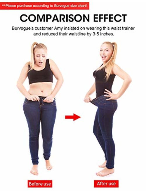 Burvogue Waist Trainer for Weight Loss-Women Trimmer Slimmer Belt Latex Corset Cincher Body Shaper